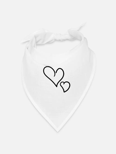 Herz Herze - Bandana Dreieckstuch - Weiß