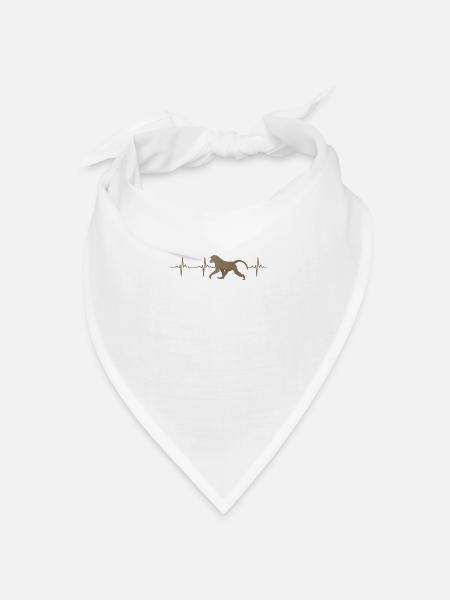 Pavian Herzschlag Design - Bandana Dreieckstuch - Weiß