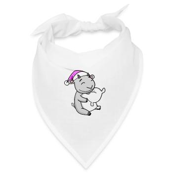 Ziege mit Kissen und Schlafmütze - Bandana Dreieckstuch - Weiß - Vorne