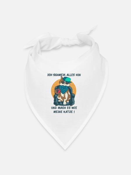 Katze- kein Bock- schlechte Laune - Bandana Dreieckstuch - Weiß