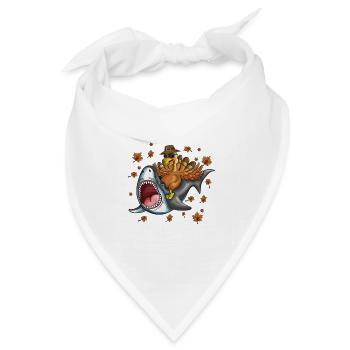 Truthahn Weißer Hai Erntedankfest Kindershirt - Bandana Dreieckstuch - Weiß - Vorne