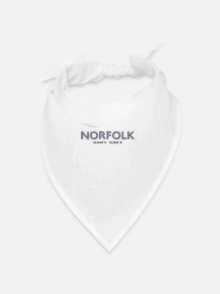 USA Stadt Koordinaten - Norfolk - Bandana Dreieckstuch - Weiß