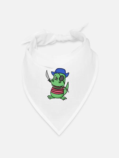Dinosaurier Pirat für Kinder - Bandana Dreieckstuch - Weiß