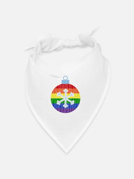 Regenbogen Weihnachtskugel Queer Gay Pride - Bandana Dreieckstuch - Weiß