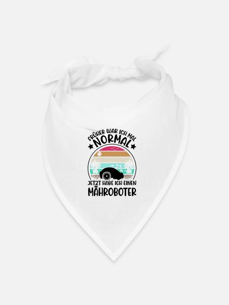 Mähroboter Geschenk Rasenmähroboter - Bandana Dreieckstuch - Weiß