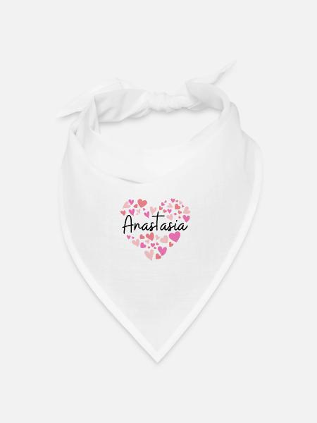 Ich liebe Anastasia - Herzen für Anastasia - Bandana Dreieckstuch - Weiß