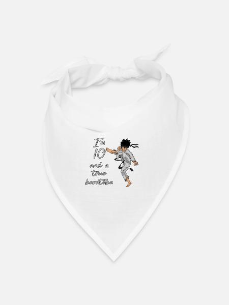 Ich bin 10 - Jungen Karate - Bandana Dreieckstuch - Weiß