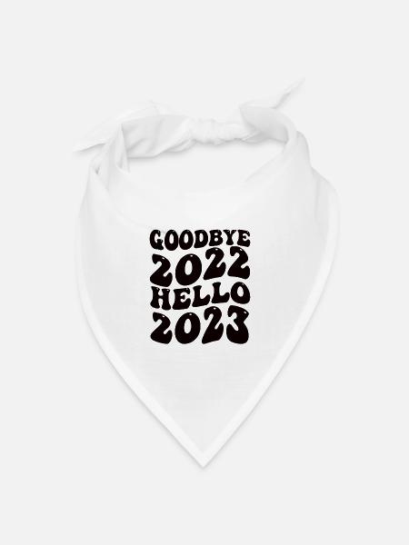 Happy New Year Neujahr Party Silvester 2023 - Bandana Dreieckstuch - Weiß