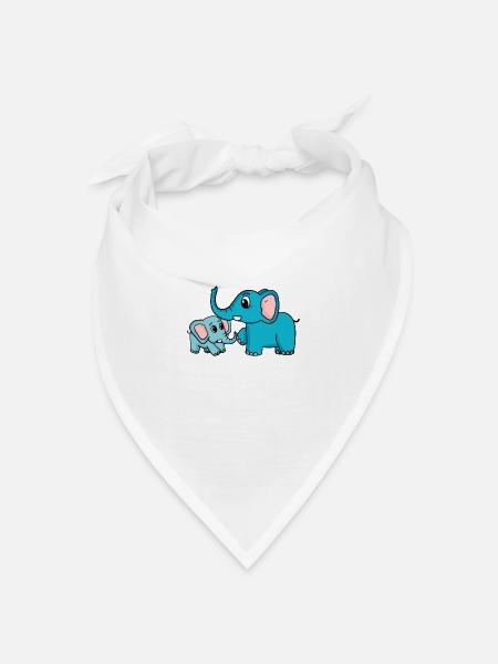 Elefant mit Baby Elefant - Bandana Dreieckstuch - Weiß