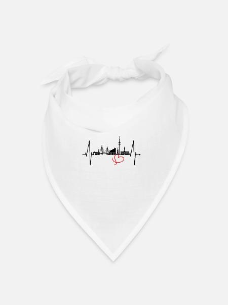 Hamburg Skyline Herzschlag Hamburger Liebe Fan - Bandana Dreieckstuch - Weiß
