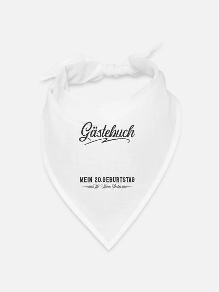 20. Geburtstag Gästebuch - Bandana Dreieckstuch - Weiß