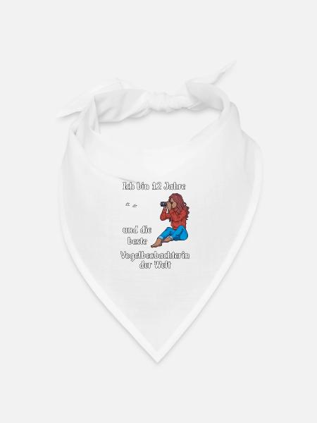 Ich bin 12 - Mädchen Vogelbeobachtung - Bandana Dreieckstuch - Weiß