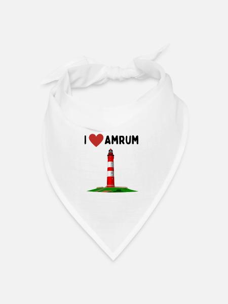 I love Amrum - Bandana Dreieckstuch - Weiß