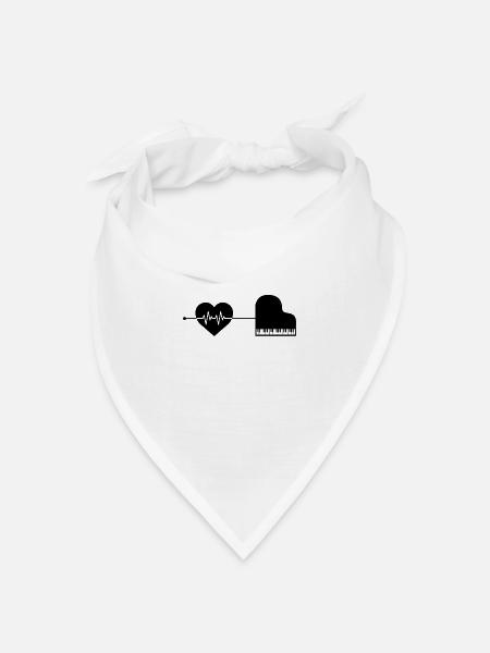 Klavier Piano Herzschlag - Bandana Dreieckstuch - Weiß