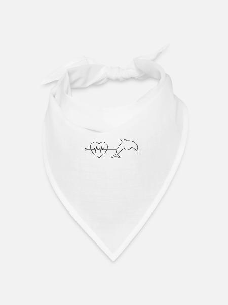 Delfin Herzschlag - Bandana Dreieckstuch - Weiß