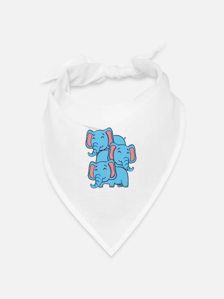 Niedliche Elefanten - Elefant - Bandana Dreieckstuch - Weiß