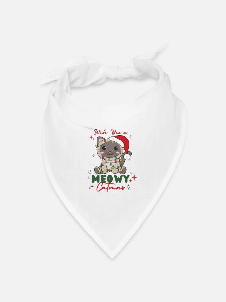 Katze Weihnachten Tiere süßes Katzen Meowy Catmas - Bandana Dreieckstuch - Weiß