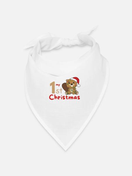 Biber Weihnachten Biber my 1st Christmas - Bandana Dreieckstuch - Weiß