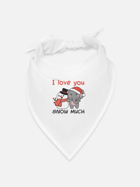 Elefant I love you snow much schneemann wortspiel - Bandana Dreieckstuch - Weiß