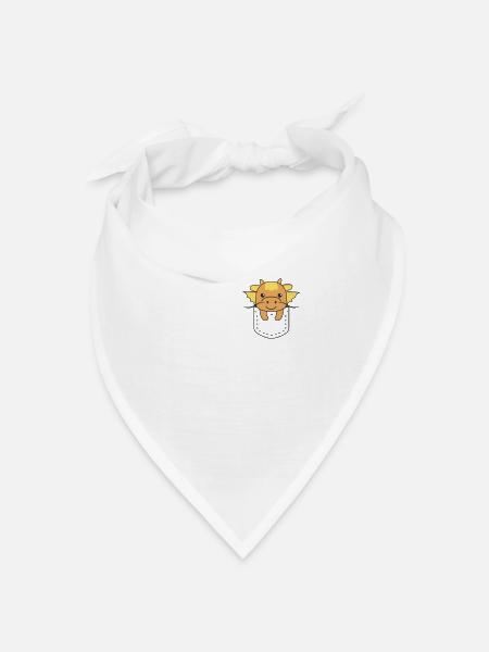 Drache in Tasche süße Drachen in Brusttasche - Bandana Dreieckstuch - Weiß