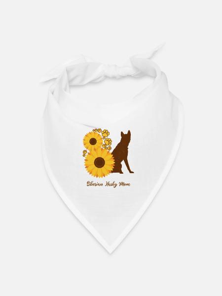 Sonnenblumenmutter - Sibirischer Husky - Bandana Dreieckstuch - Weiß