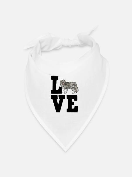 Bearded Collie - Bandana Dreieckstuch - Weiß