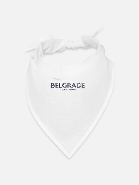 Serbia Stadt Koordinaten - Belgrade - Bandana Dreieckstuch - Weiß
