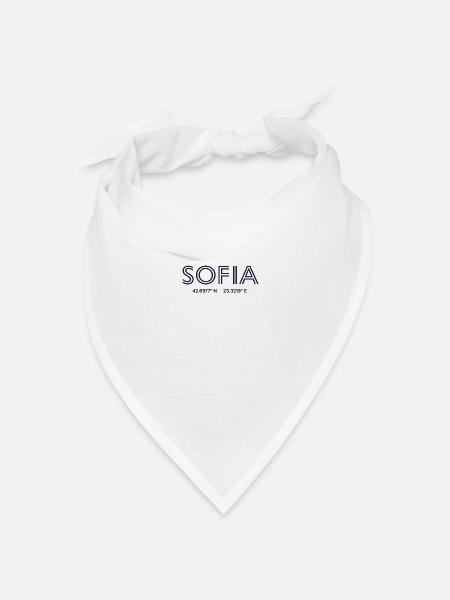 Bulgaria Stadt Koordinaten - Sofia - Bandana Dreieckstuch - Weiß