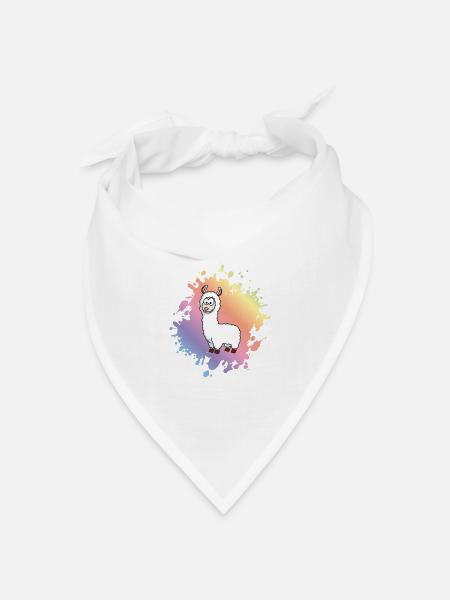 Alpaka Comic Tier - Bandana Dreieckstuch - Weiß