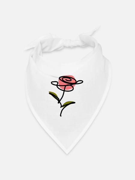 One Line Art Rose Blume Geschenkidee für Sie - Bandana Dreieckstuch - Weiß