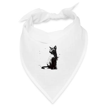 Cat Stencil White and Black - Bandana Dreieckstuch - Weiß - Vorne