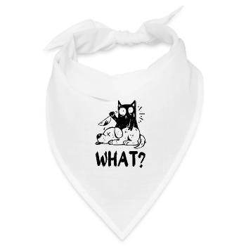 What? Mörderische Schwarze Katze mit Messer - Bandana Dreieckstuch - Weiß - Vorne