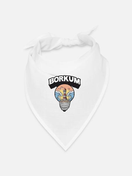 Borkum Glühbirne Leuchtturm Insel Shirt - Bandana Dreieckstuch - Weiß