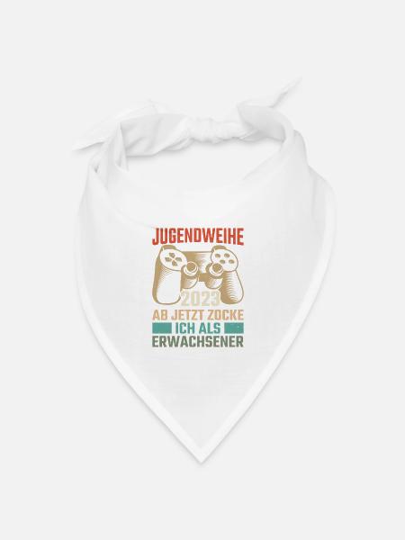 Jugendweihe 2023 Ab Jetzt Zock Ich Als Erwachsener - Bandana Dreieckstuch - Weiß