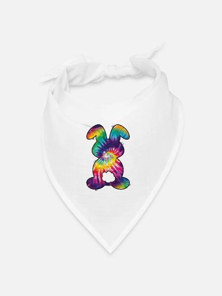 Tie Dye Kaninchen Osterhase Für Kinder - Bandana Dreieckstuch - Weiß