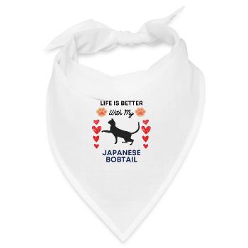 Japanese Bobtail japanische Stummelschwanzkatze - Bandana Dreieckstuch - Weiß - Vorne