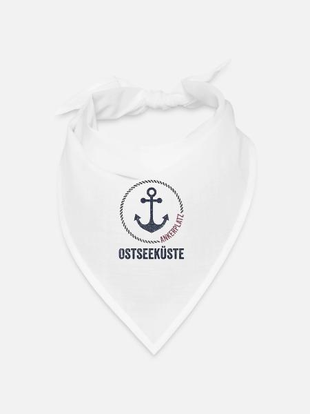 Ostseeküste Ankerplatz Nautik-Design - Bandana Dreieckstuch - Weiß