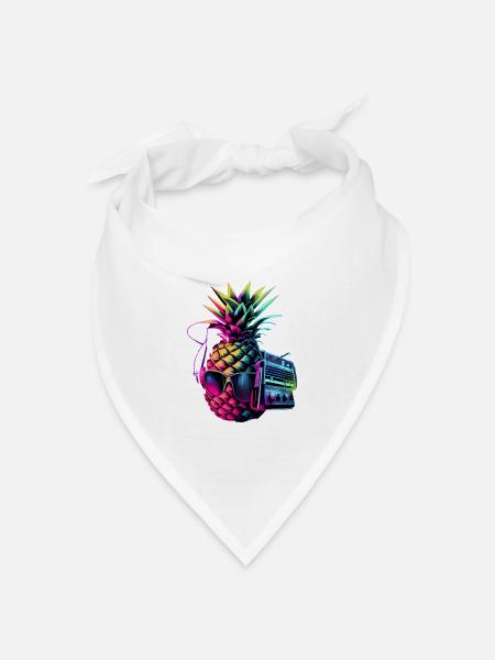 EDM Musik Rave Festival Ananas Techno - Bandana Dreieckstuch - Weiß