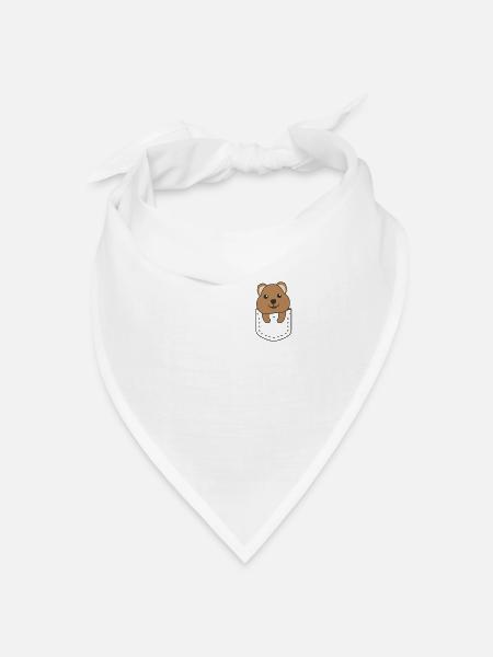 Quokka in Tasche süße Quokkas in Brusttasche - Bandana Dreieckstuch - Weiß