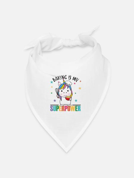 Backen ist meine Superpower süßes Einhorn backt - Bandana Dreieckstuch - Weiß