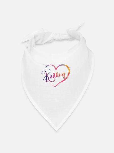 Knitting Knitter Watercolor Heart - Bandana Dreieckstuch - Weiß