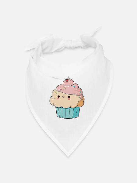 Cupcake Muffin Kuchen Süß Kawaii Niedlich Essen - Bandana Dreieckstuch - Weiß