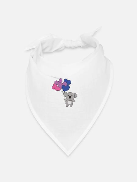 Bi Flagge Ballon Herzen Pride LGBTQ Koala - Bandana Dreieckstuch - Weiß