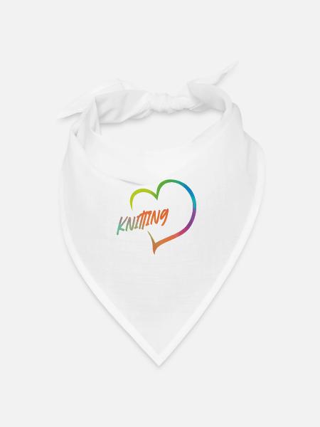 Knitting Knitter Watercolor Heart - Bandana Dreieckstuch - Weiß
