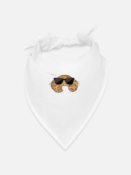 Croissant Mit Sonnenbrille - Bandana Dreieckstuch - Weiß