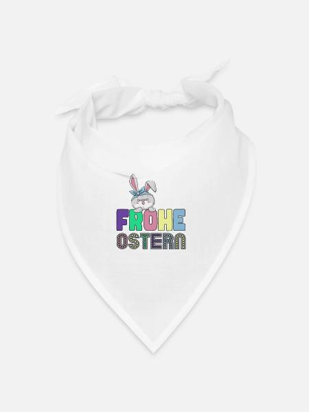 Frohe Ostern - Osterhase - Bandana Dreieckstuch - Weiß