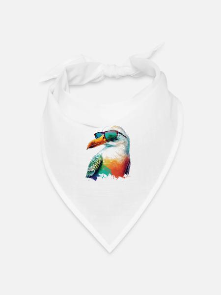 Coole farbige Möwe mit Sonnenbrille Sommer Urlaub - Bandana Dreieckstuch - Weiß