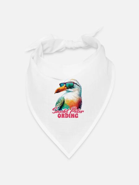 Sankt Peter Ording Urlaub Möwe mit Sonnenbrille - Bandana Dreieckstuch - Weiß