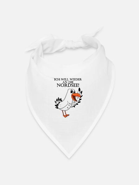 Nordsee Spruch Möwe - Bandana Dreieckstuch - Weiß