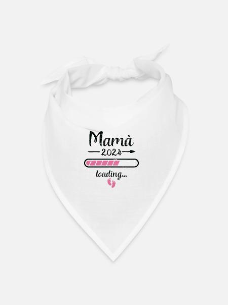 Mamá 2024 Loading Schwangerschaft Mutter Mami - Bandana Dreieckstuch - Weiß